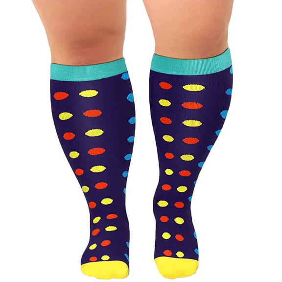 Fewfanhot Unisex Plus Size Sports High Socks - Print Nylon Moisture-Wicking Socks, Cushioned Support Socks for Running Fitness