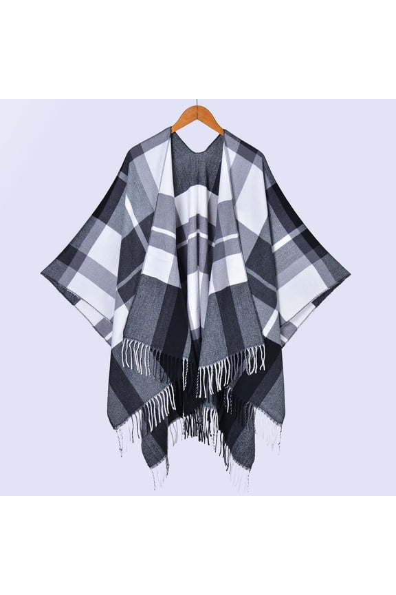 Unisex Printed Tassel Open front Poncho Cape Cardigan Wrap Shawl for Daily Wear and Specail Occasion