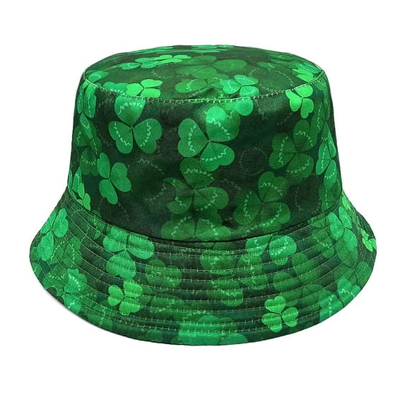 Fewfanhot Unisex St. Patrick's Day Fishing Hat Double Sided Print Adjustable Bucket Hat for Festival Party Sun Protection & Outdoor Fun