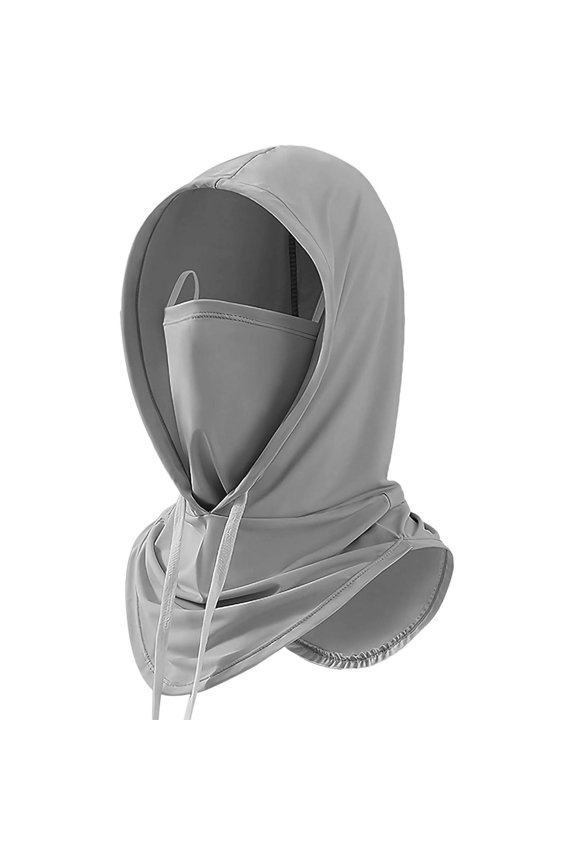 Unisex Sun Protection Balaclava Hood with Removable Face Mask, Adjustable Drawstring Neck Warmer for Cycling, Fishing, Outdoor Activities