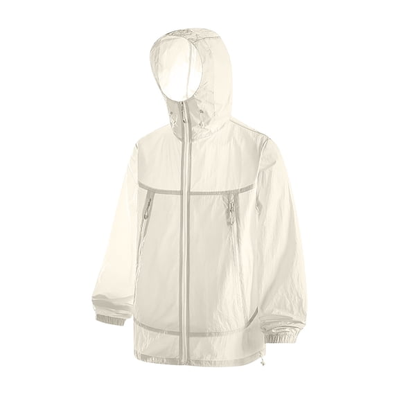 Fewfanhot Unisex Ultra Light Packable Hooded Wind Jacket, Waterproof Quick Dry Full Zip Outdoor Sun Protection Coat Zip Pockets Outerwear S-3XL