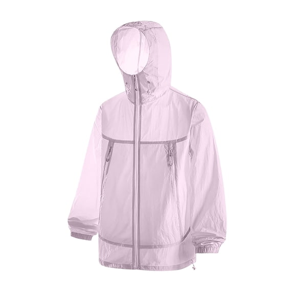Fewfanhot Unisex Ultra Light Packable Hooded Wind Jacket, Waterproof Quick Dry Full Zip Outdoor Sun Protection Coat Zip Pockets Outerwear S-3XL