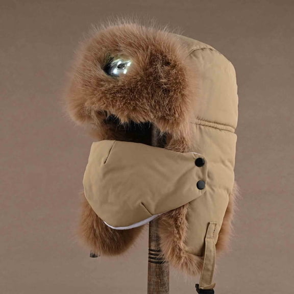 Fewfanhot Unisex Winter Windproof Trapper Hat - Thick Fleece Lined Ear Flap Adjustable Strap Warm Hat for Cycling Outdoor Snow Activities