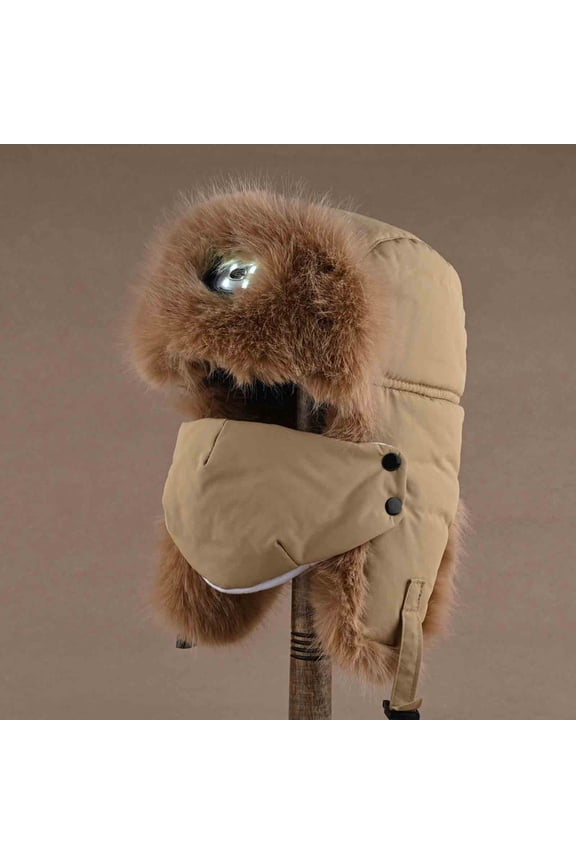 Unisex Winter Windproof Trapper Hat - Thick Fleece Lined Ear Flap Adjustable Strap Warm Hat for Cycling Outdoor Snow Activities