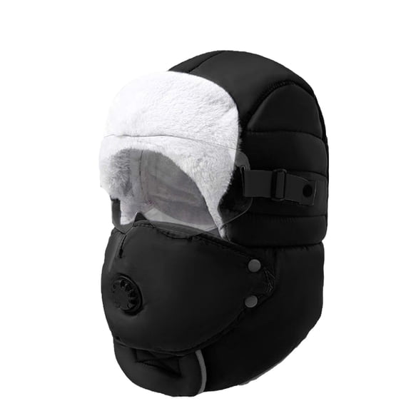 Fewfanhot Unisex Winter Windproof Trapper Hat - Thick Fleece Lined Ear Flap Adjustable Strap Warm Hat for Cycling Outdoor Snow Activities