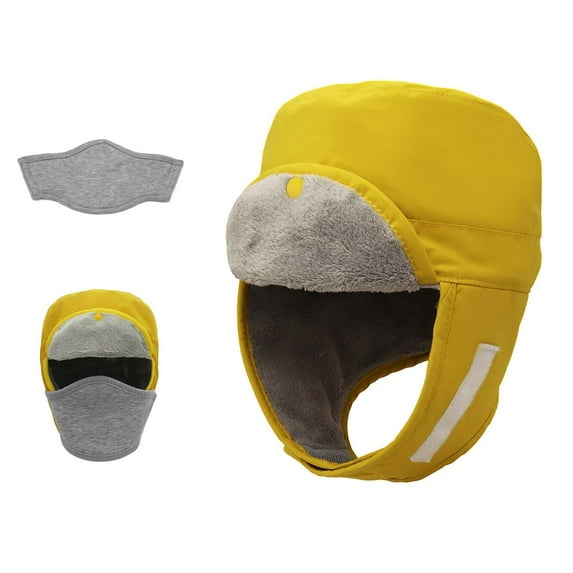 Fewfanhot Unisex Winter Windproof Trapper Hat - Thick Fleece Lined Ear Flap Adjustable Strap Warm Hat for Outdoor Activities