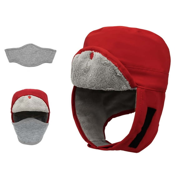 Fewfanhot Unisex Winter Windproof Trapper Hat - Thick Fleece Lined Ear Flap Adjustable Strap Warm Hat for Outdoor Activities