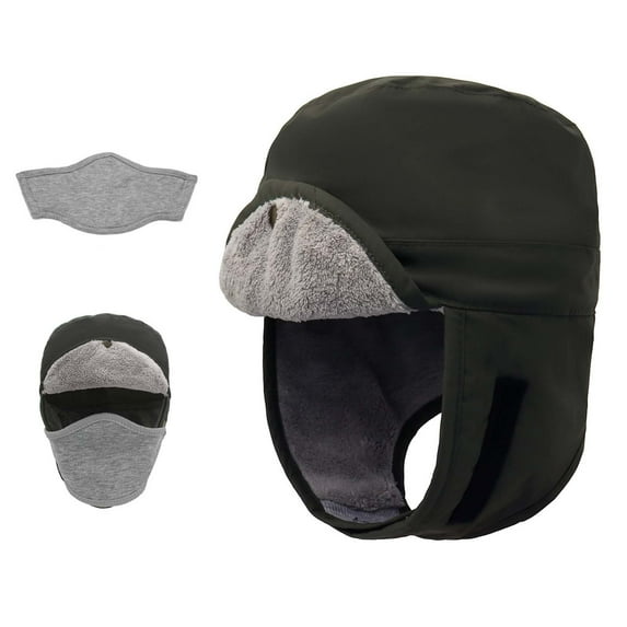 Fewfanhot Unisex Winter Windproof Trapper Hat - Thick Fleece Lined Ear Flap Adjustable Strap Warm Hat for Outdoor Activities