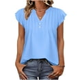 thumbnail image 1 of Fewfanhot Vest Tops for Women Summer Tops for Women Short Sleeve Shirts Dressy Pleated Tunic Casual V Neck Button Down Blouses, 1 of 9