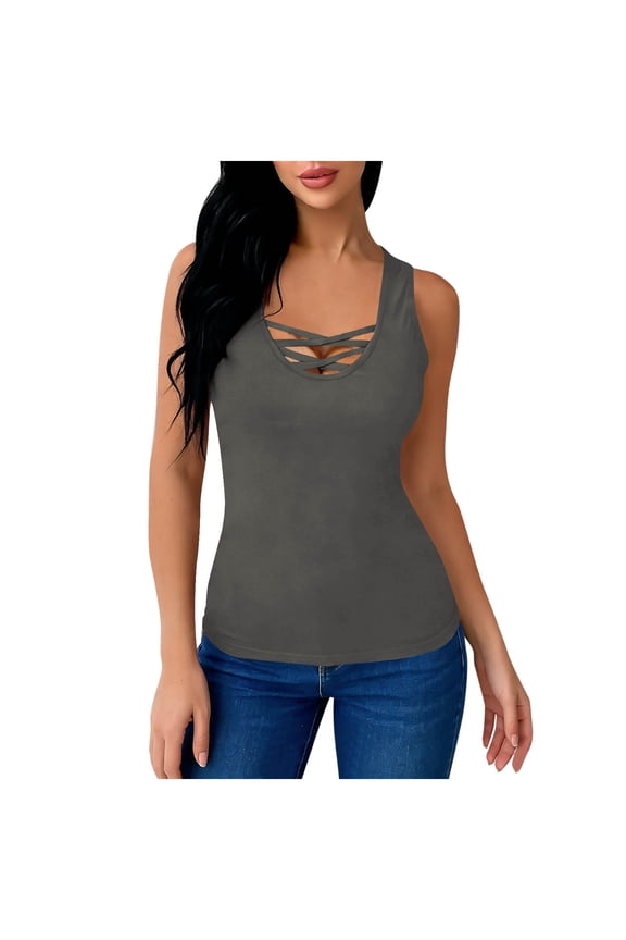 Vest Tops for Women Tank Cami Top Slim Knit Ribbed Racerback Blouses Low Cut Bodycon Party Shirt