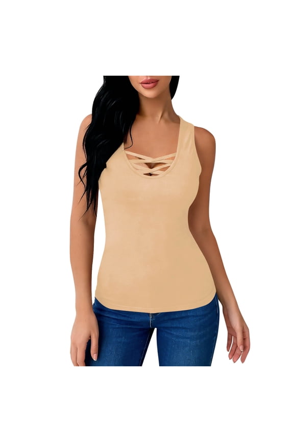 Vest Tops for Women Tank Cami Top Slim Knit Ribbed Racerback Blouses Low Cut Bodycon Party Shirt