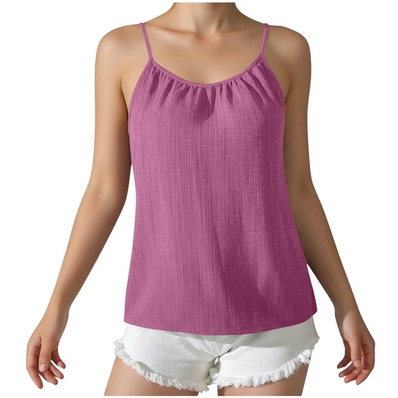 Fewfanhot Vest Tops for Women Tunic Spaghetti Strap Sleeveless Loose Dressy Cami Top Shirts