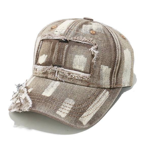 Fewfanhot Vintage Distressed Unisex Baseball Cap, Fashion Washed Denim Snapback with Sun Protection for Men Women Hat
