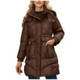 thumbnail image 1 of Fewfanhot Winter Clothing for Women Hooded Parkas Down Comfortable Zipper Pockets Long Jacket Elegant Slim Coat, 1 of 9