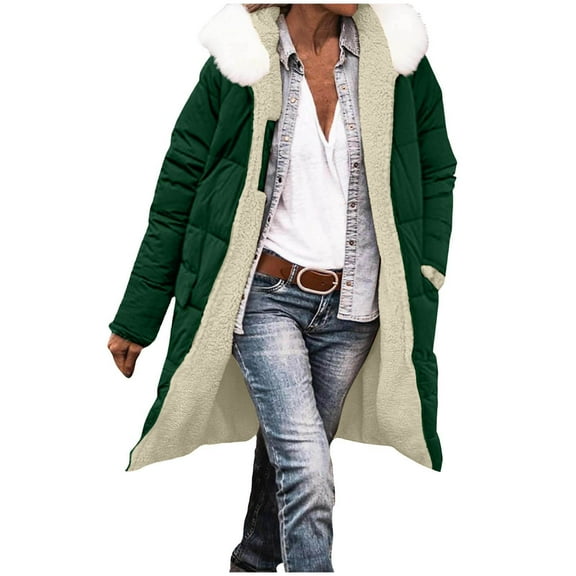 Fewfanhot Winter Clothing for Women Winter Fashion Clothes Oversized Shearling Fleece Long Coats Jackets