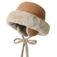 thumbnail image 1 of Fewfanhot Winter Faux-Fur Bucket Hat MongolianStyle Wide Brim Thickened Warm Fisherman Hat for Men Women, 1 of 2