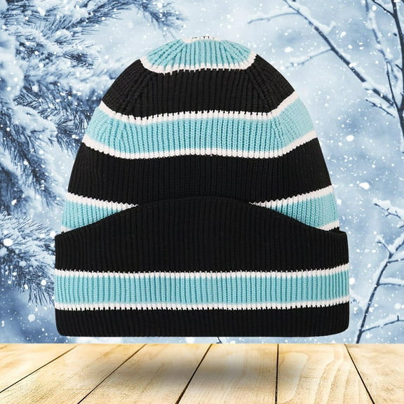 Fewfanhot Winter Knit Beanie Hat Head Cover Cap–Warm Cuffed Stripe Ski Cap for Men & Women Outdoor Activities