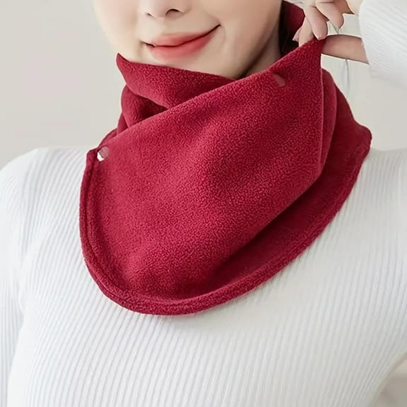 Fewfanhot Winter Neck Gaiter for Women Double Buttons Polar Fleece Neck Warmer Scarf Windproof Shawl Cover for Skiing Riding