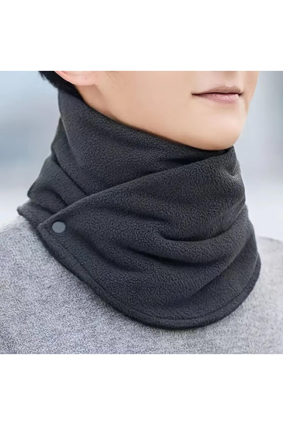 Fewfanhot Winter Neck Gaiter for Women Double Buttons Polar Fleece Neck Warmer Scarf Windproof Shawl Cover for Skiing Riding