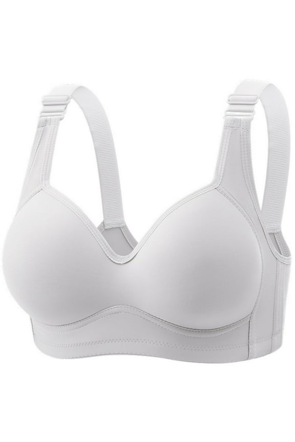 Woman Ribbon-Free Lace Stitching Large Shoulder Strap Bra Gathers Underwear Daily Bra