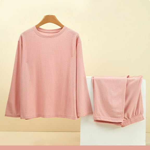 Fewfanhot Women Casual Long Sleeve Round Neck Thermal Underwear Set for All-Day Comfort Lightweight Warmth Fall Winter