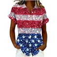 thumbnail image 1 of Fewfanhot Women Clothing American Flag Shirt 4th of July Tops USA Hawaii Floral Button Down Shirts, 1 of 6