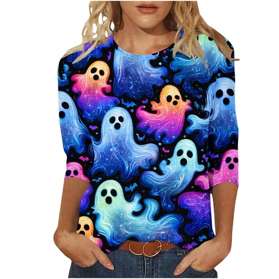 Fewfanhot Women Clothing Casual 3/4 Sleeve T-Shirts Round Neck Tunic Tops Business Casual Outfits 2026 Fall Fashion Clothes