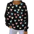 thumbnail image 1 of Fewfanhot Women Clothing Heart Graphic Printed Fall Sweaters Cute Long Sleeve Pullover Jumper Crew Neck Lightweight Sweater, 1 of 6