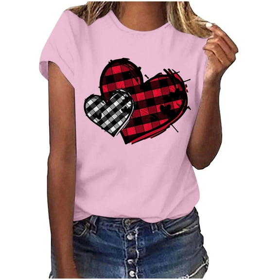 Fewfanhot Women Clothing Love Heart Shirt Valentines Day T-Shirt Love Heart Tee Tops
