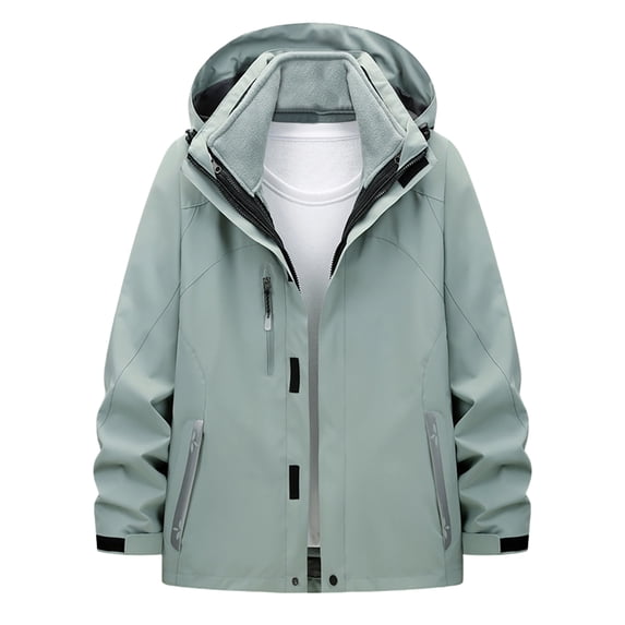 Fewfanhot Women Color Block Fleece Lined Hooded Ski Jacket, Waterproof Windproof Zip Up Pockets Softshell Coat Outdoor Hiking, S-3XL
