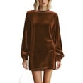 thumbnail image 1 of Fewfanhot Women Dresses Summer Short Sleeve Crushed Velvet Mini Short Dresses, 1 of 6
