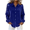 thumbnail image 1 of Fewfanhot Women Fall Clothes Long Sleeve Blouses Shimmer Glitter Sweatshirt Party Crewneck Loose Fit Shirts, 1 of 6