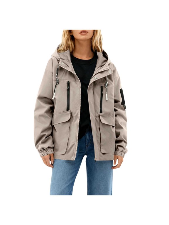 Women Fleece Lined Hooded Ski Jacket, Waterproof Windproof Zip Up Pockets Softshell Coat for Outdoor Travel Hiking, S-3XL