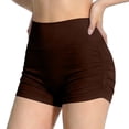 thumbnail image 1 of Fewfanhot Women High Waist Ribbed Yoga Shorts, Ruched Side Butt Lifting Stretch Mini Workout Gym Shorts, 1 of 5