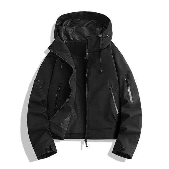 Fewfanhot Women Hooded Cropped Windbreaker Jacket, Zip Up Waterproof Pocket Outdoor Casual Short Coat