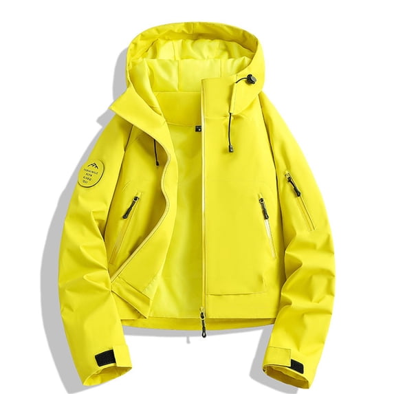 Fewfanhot Women Hooded Cropped Windbreaker Jacket, Zip Up Waterproof Pocket Outdoor Casual Short Coat