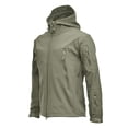 thumbnail image 1 of Fewfanhot Women Lightweight Fleece Lined Hooded Softshell Jacket, Waterproof Windproof Zip Pocket Coat, Adjustable Cuff Hiking Outerwear S-4XL, 1 of 3