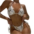thumbnail image 1 of Fewfanhot Women Metallic Snake-Print String Bikini Set, 2 Piece Halter Triangle Tie Side Swimsuit Bathing Suit, 1 of 5