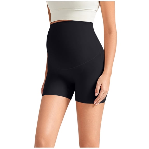 Fewfanhot Women Over Belly Maternity Shapewear Shorts, Seamless High Waist Stretch Anti-Chafing Pregnancy Underwear Shorts