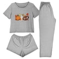 thumbnail image 1 of Fewfanhot Women Pajama Sets 3 Piece Cute Thanksgiving Turkey Print Pajama Set Short Sleeve Tee Lounge Shorts and Pants Sleepwear, 1 of 8