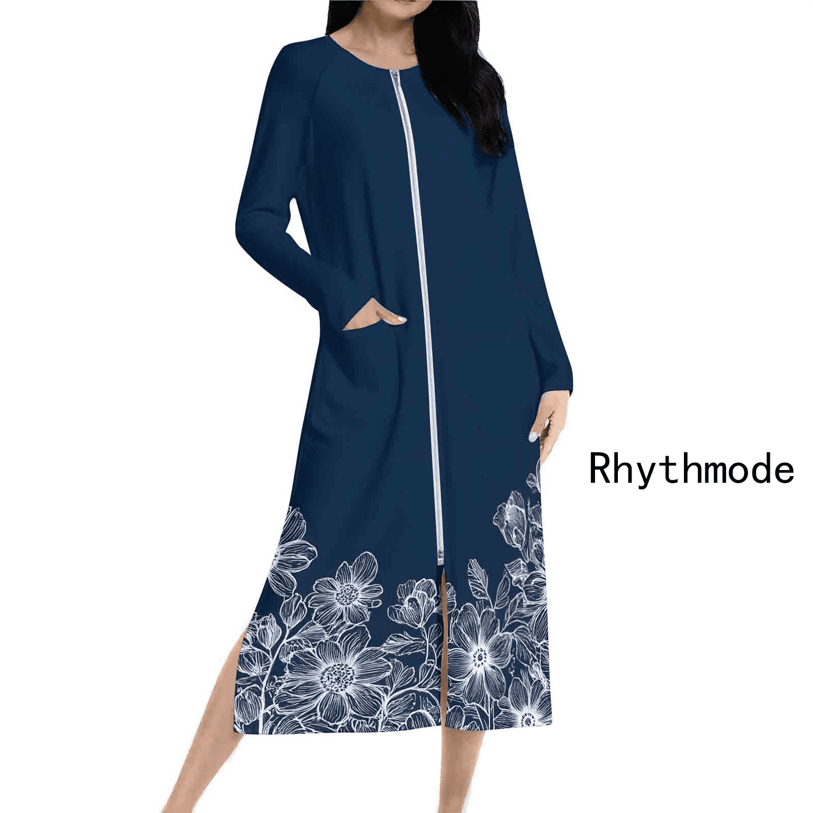 Zipper Front Robe Pattern Rhythmode Women Robe Zipper Front Robes Zip Up Housecoat Soft Sleepwear ...