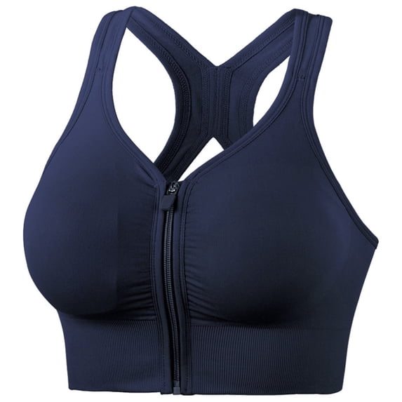 Fewfanhot Women'S Zip Front Sports Bra Wireless Post-Surgery Bra Activewear Yoga Sports Bras