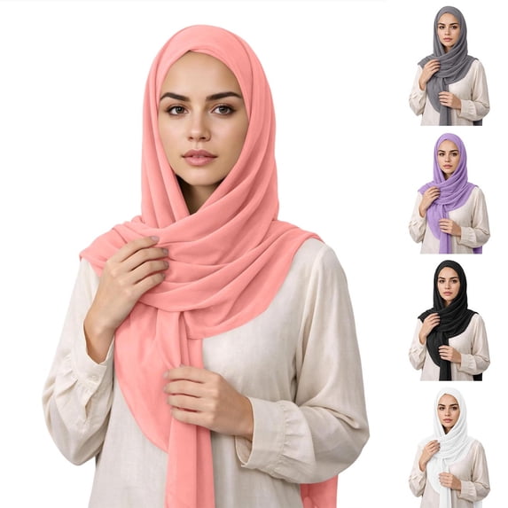 Fewfanhot Women Soft Chiffon Hijab Lightweight Breathable Long Head Scarf Modest Head Wrap Shawl Size 70.87”
