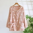 thumbnail image 1 of Fewfanhot Women Soft & Comfy Fleece Lounge Tops Button Down House Shirts Warm Fall Winter Pajama Top Fuzzy Loungewear with Pocket, 1 of 2