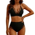 thumbnail image 1 of Fewfanhot Women Swimsuits Mesh Insert Bikini Set with Adjustable Drawstring, Casual Beach Wear for Summer, 1 of 4