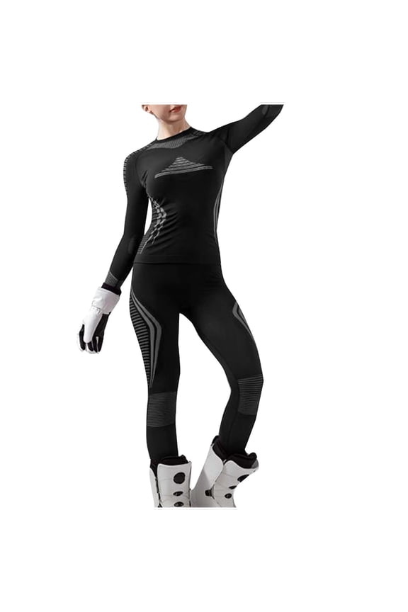 Women Thermal Base Layer Set Form-Fitting Moisture Wicking Design For Skiing And Snowboarding