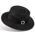 thumbnail image 1 of Fewfanhot Women Wide Brim Straw Boater Hat UPF Sun Protection Foldable Beach Fedora with Rhinestone Buckle Ribbon, 1 of 5