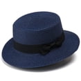 thumbnail image 1 of Fewfanhot Women Wide Brim Straw Boater Hat UPF Sun Protection Foldable Beach Fedora with Rhinestone Buckle Ribbon, 1 of 5