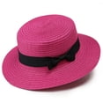 thumbnail image 1 of Fewfanhot Women Wide Brim Straw Boater Hat UPF Sun Protection Foldable Beach Fedora with Rhinestone Buckle Ribbon, 1 of 5