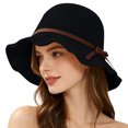 thumbnail image 1 of Fewfanhot Women Wide Floppy Brim Sun Hat, UPF Windproof Chin Strap Bucket Hat with Braided Bow Decor for Summer Beach Travel, 1 of 7